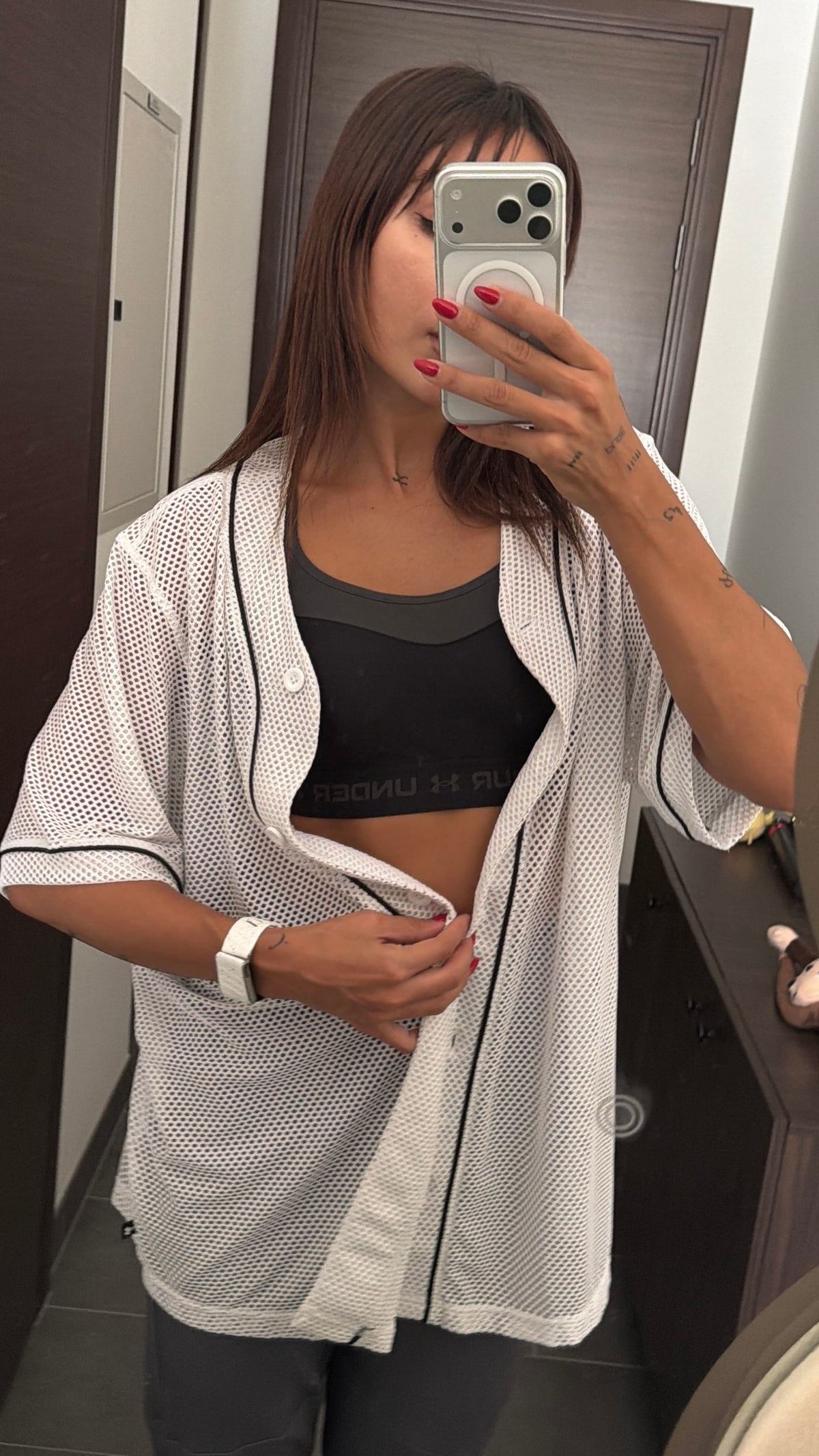 Mesh cover-up shirt
