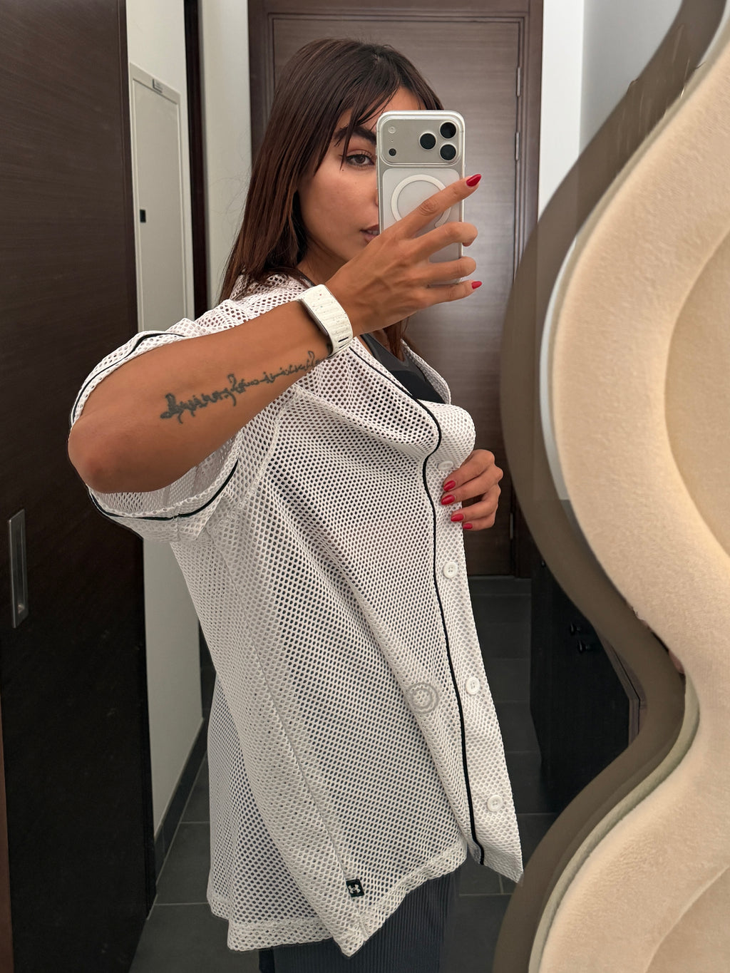 Mesh cover-up shirt
