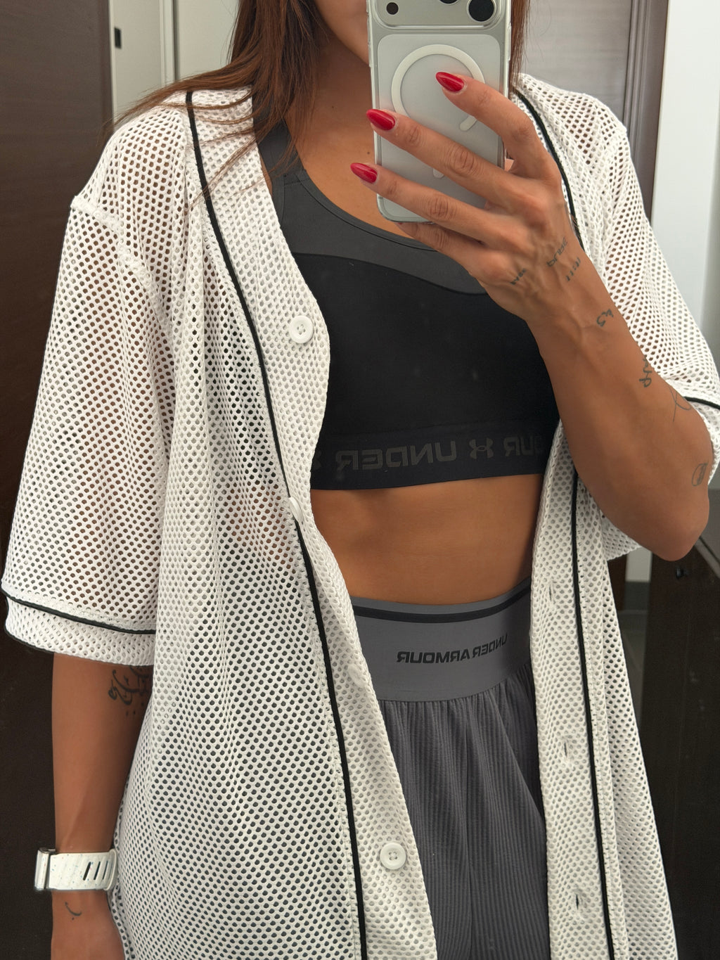 Mesh cover-up shirt