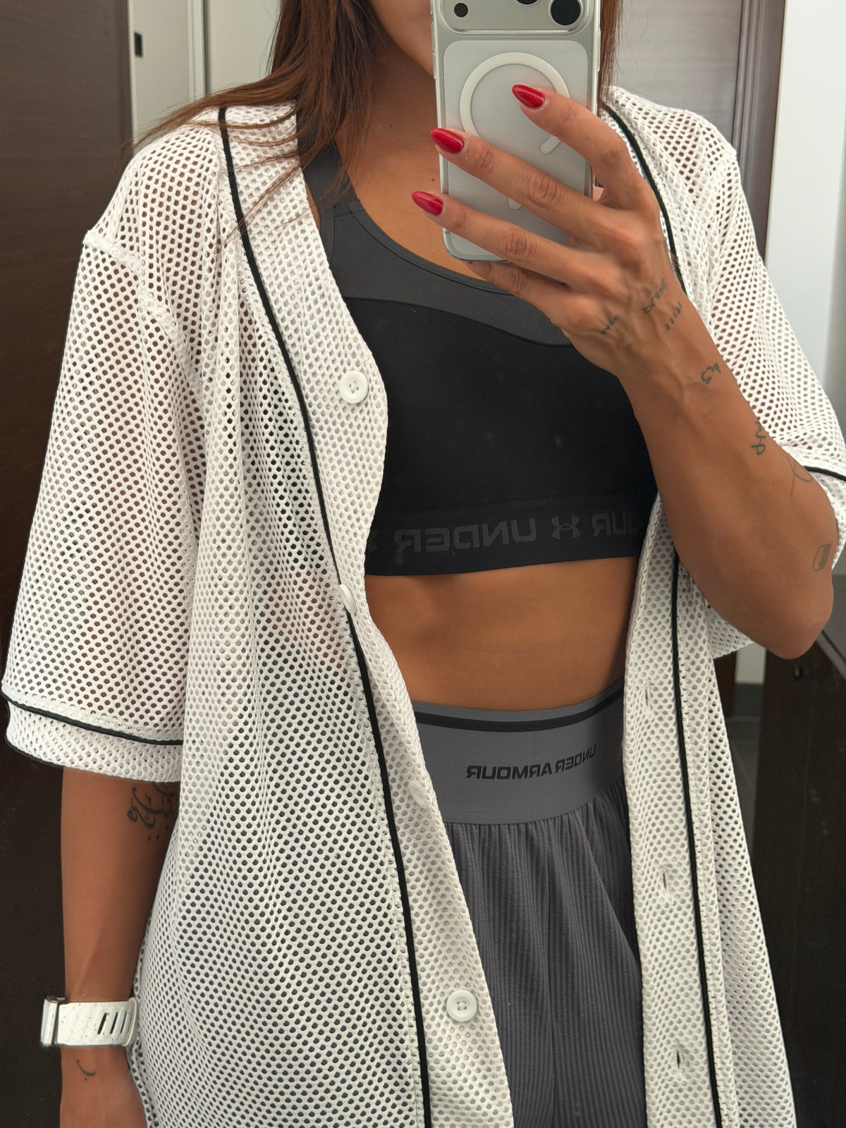 Mesh cover-up shirt